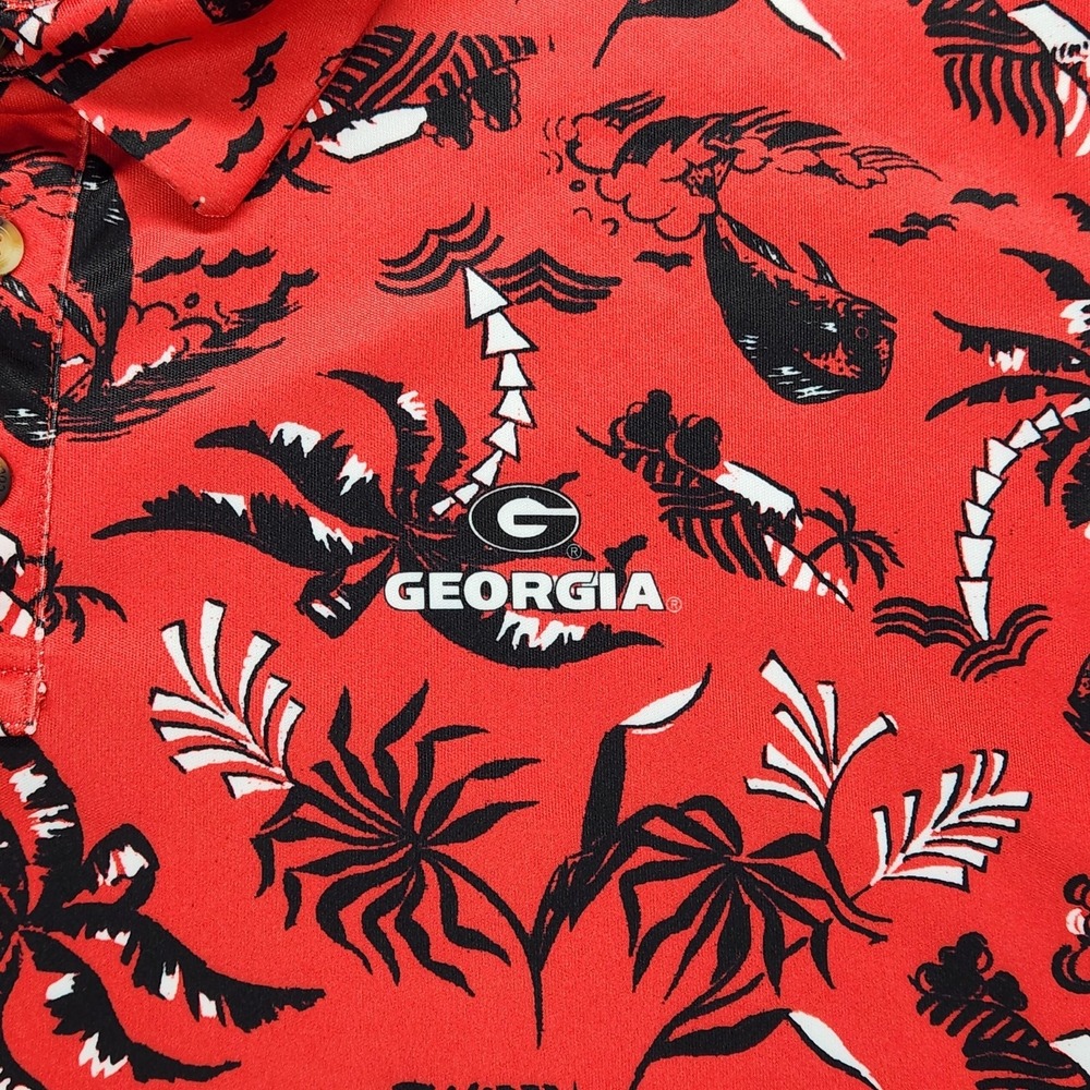 Georgia Bulldogs Shirt Mens XL Red NCAA Football Columbia PFG Tropical Print - Picture 3 of 15